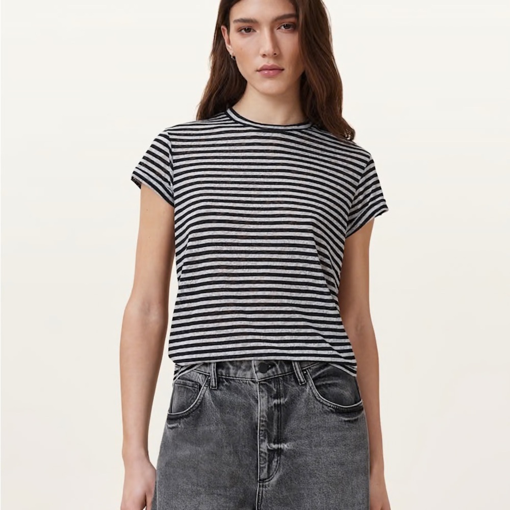 ALL SAINTS Anna Crew Neck Short Sleeve T-Shirt SIZE SMALL - Picture 2 of 9